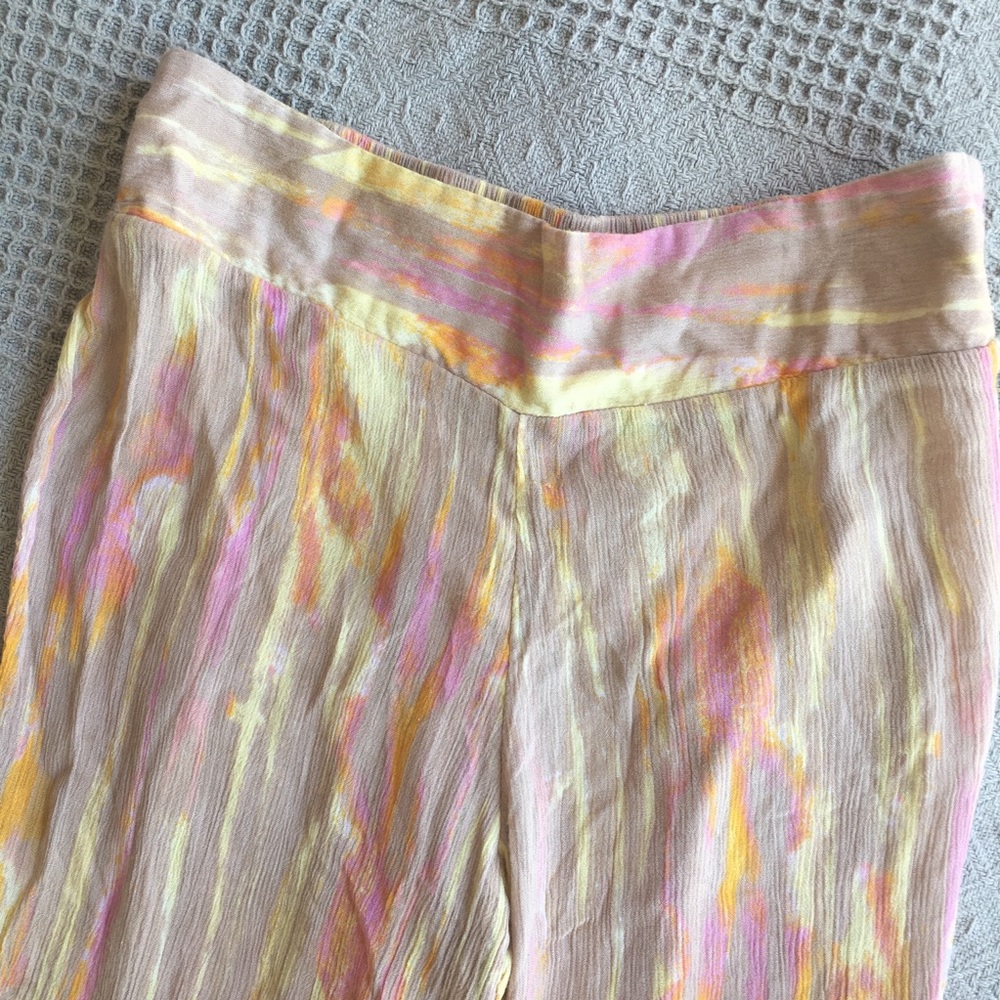 Free People Hippie Cotton Pull-On Asymmetrical Flare Hem Crepe Crinkle Pant - Picture 7 of 13